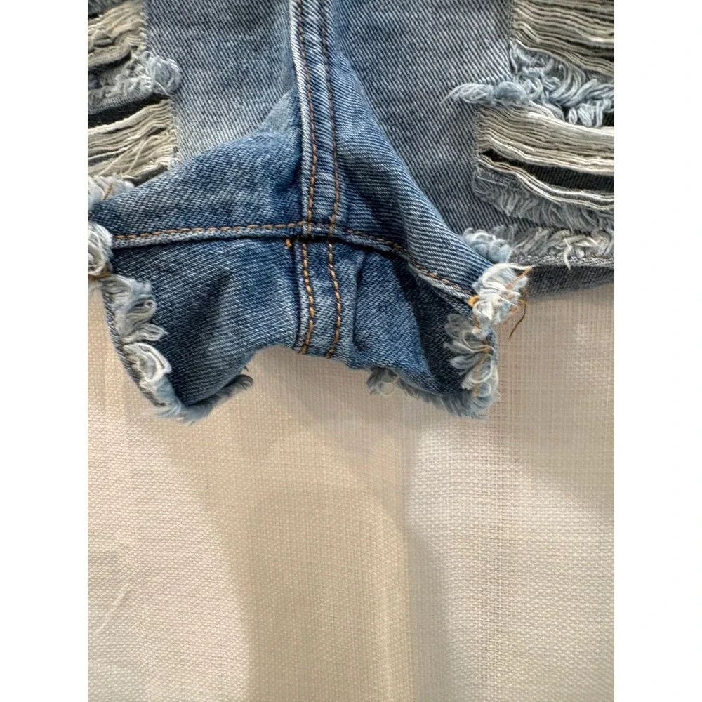 Denim Co Blue Distressed High Waisted Denim Shorts Light Wash‎ Size 2